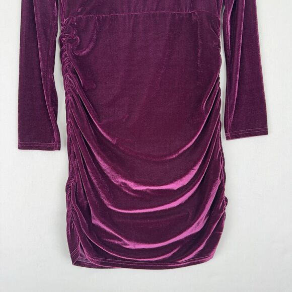 Lulus Dress Womens Large Purple Velvet Ruched Bodycon Fitted Holiday Event Party - Picture 8 of 16